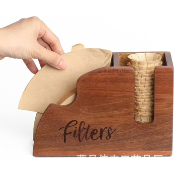 Cutie din lemn pentru depozitare hârtie de filtru cafea, organizator vertical pentru bar