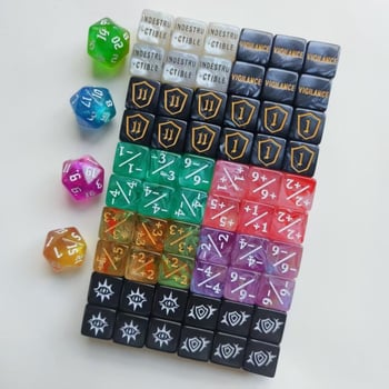 MTG kockice sa znakovima plus i minus, 16 mm, D6, s simbolom pravog kuta, višebojne, za matematičko učenje