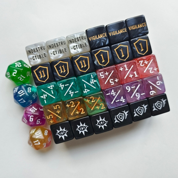 MTG kockice sa znakovima plus i minus, 16 mm, D6, s simbolom pravog kuta, višebojne, za matematičko učenje