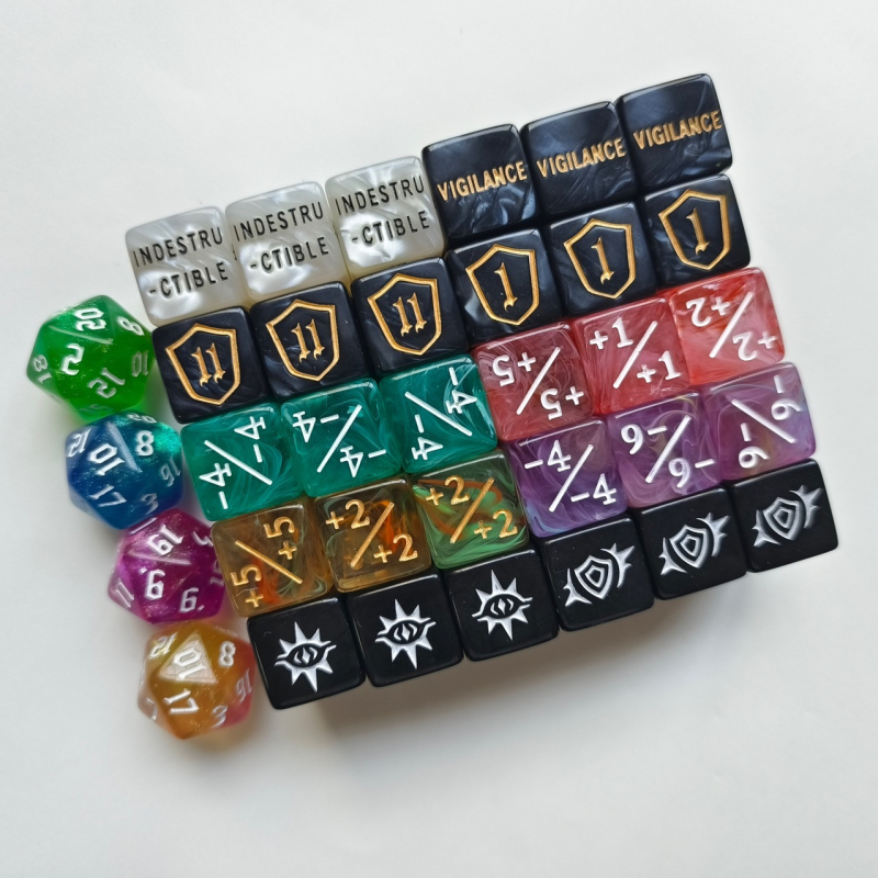 MTG kockice sa znakovima plus i minus, 16 mm, D6, s simbolom pravog kuta, višebojne, za matematičko učenje