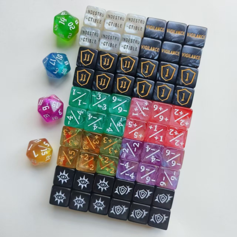 MTG kockice sa znakovima plus i minus, 16 mm, D6, s simbolom pravog kuta, višebojne, za matematičko učenje