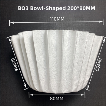 Bielený papier na filter do kávovaru, miskovitý tvar, vlnený okraj, 200 × 80 mm, 100 kusov