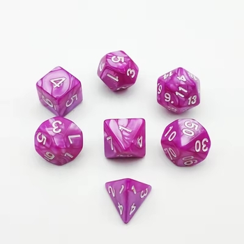 RPG kocke s više strana, set od 7 komada, za D&D, perlovni uzorak, svijetlo ljubičasta