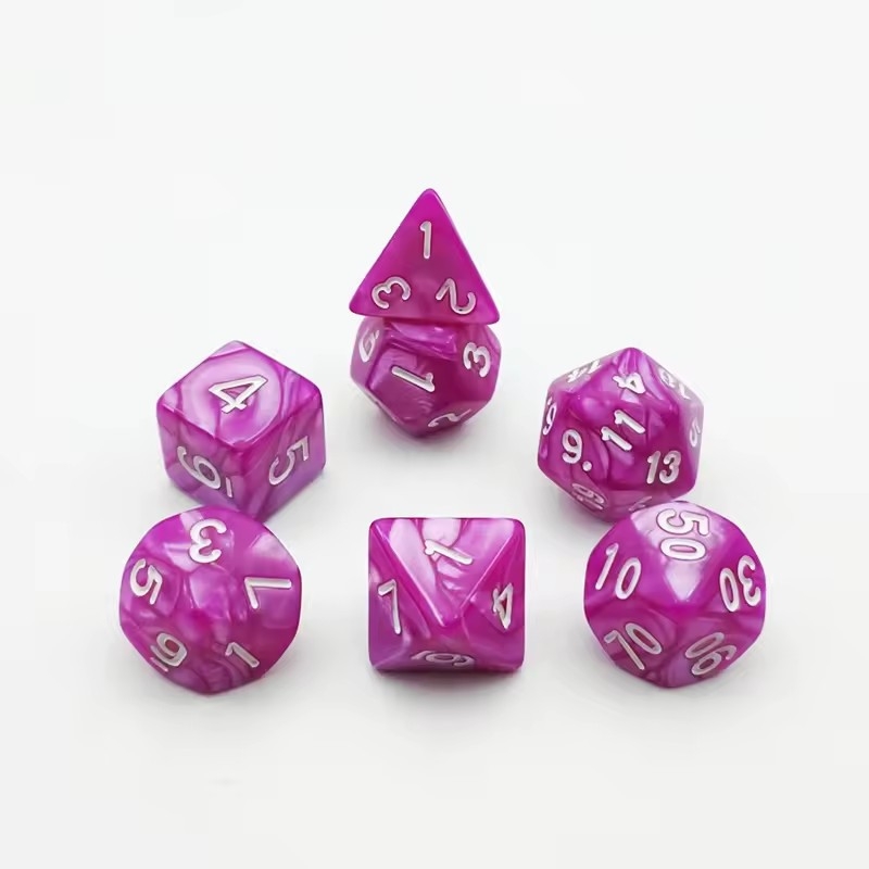 RPG kocke s više strana, set od 7 komada, za D&D, perlovni uzorak, svijetlo ljubičasta