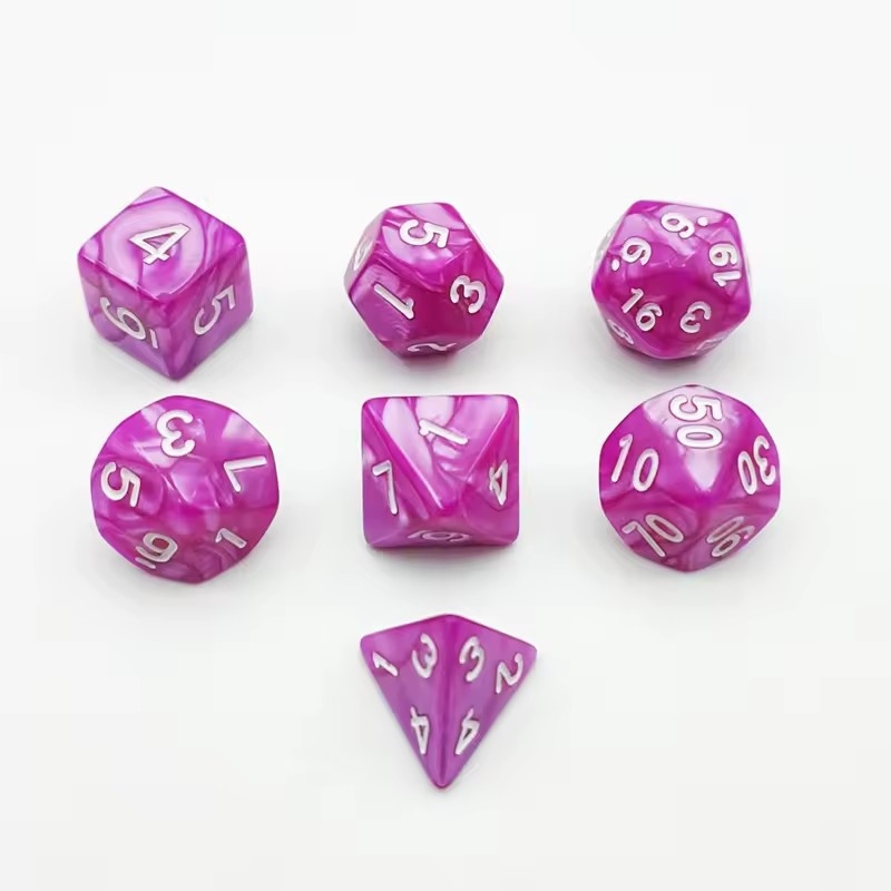 RPG kocke s više strana, set od 7 komada, za D&D, perlovni uzorak, svijetlo ljubičasta