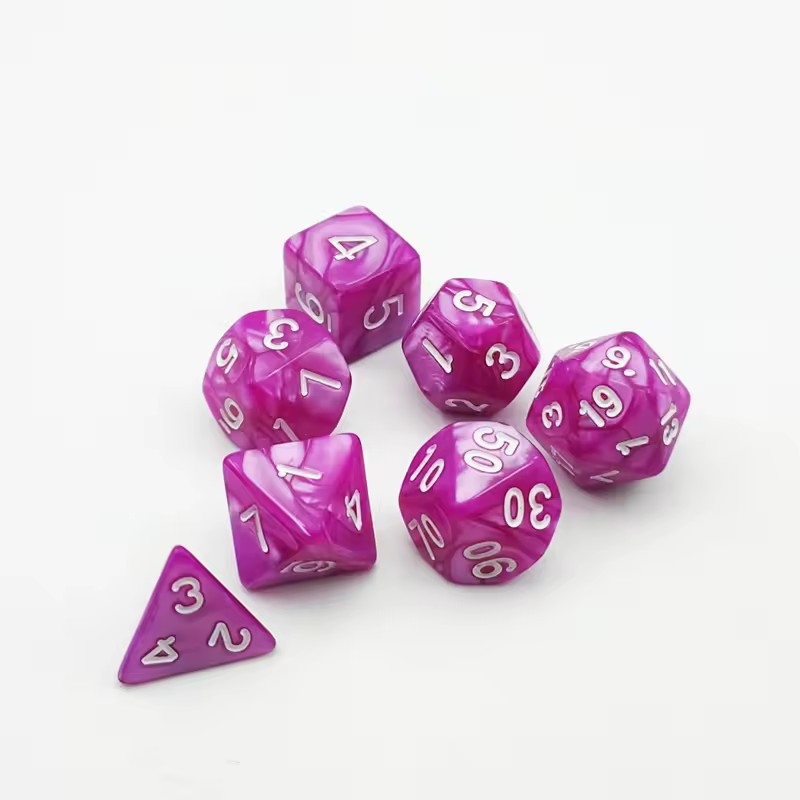 RPG kocke s više strana, set od 7 komada, za D&D, perlovni uzorak, svijetlo ljubičasta
