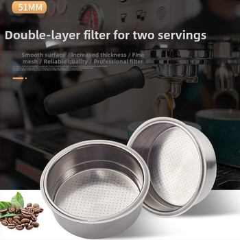 Filtru de cafea din oțel inoxidabil 304 pentru espresso, coș de filtrare presat de 51 mm, cu mâner
