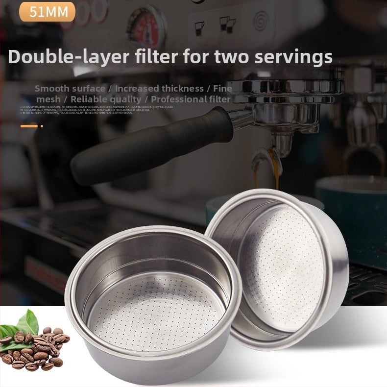 Filtru de cafea din oțel inoxidabil 304 pentru espresso, coș de filtrare presat de 51 mm, cu mâner