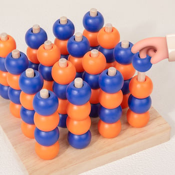 Za dva igrača: interaktivna tridimenzionalna stolna igra Connect Four za djecu, edukativna drvena logička igra