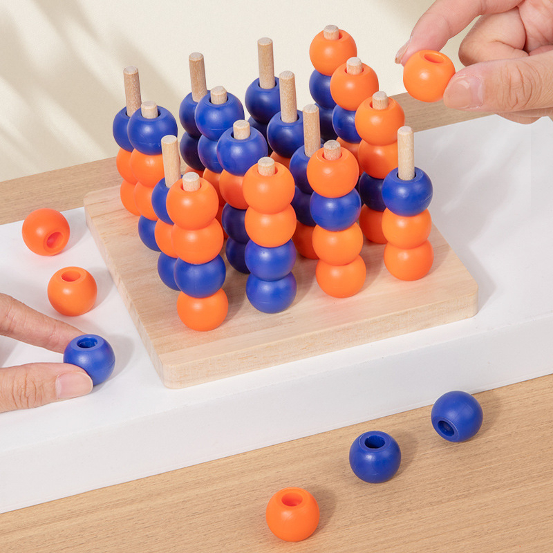 Za dva igrača: interaktivna tridimenzionalna stolna igra Connect Four za djecu, edukativna drvena logička igra