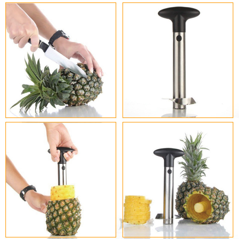 Instrument din oțel inoxidabil pentru curățarea ananasului – decojire, scoaterea cotorului, eliminarea ochilor, extragerea pulpei