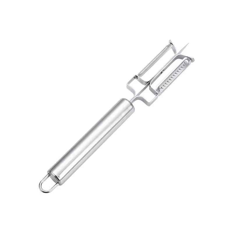 Cuțit dublu pentru decojit, cuțit de decojit multifuncțional, cuțit pentru fructe, răzuitor cu trei funcții, descojitor, instrument de bucătărie, portabil