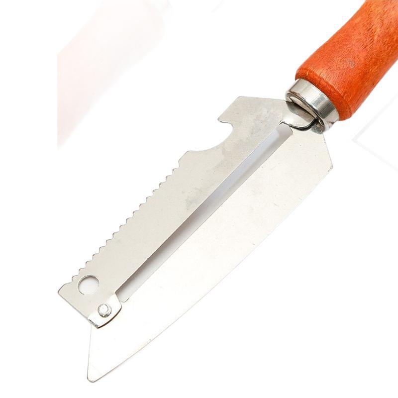 Curățător de fructe cu mâner din lemn, oțel inoxidabil, multifuncțional, 2 în 1 pentru pepene și fructe