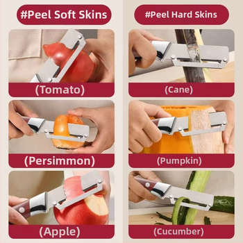 Cuțit de decojit din oțel inoxidabil 3Cr13, instrument de bucătărie pentru decojit zahăr din trestie, salată și dovleac