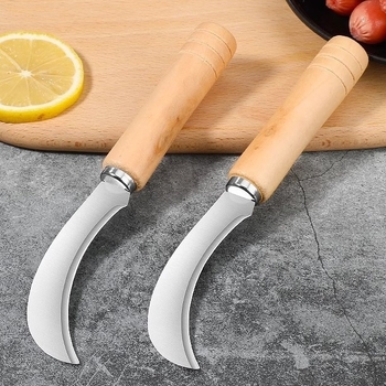 Set de cuțite de bucătărie multifuncționale: cuțit pentru fructe, cuțit jackfruit, cuțit pentru tăierea prazului, cuțit mic curbat cu mâner din lemn și lamă din oțel inoxidabil, cuțit pentru cârnați și banane, mic cuțit pentru legume