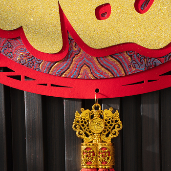 Ornamente de Anul Nou atârnate, brodate cu velur, pentru decor de scenă la Festivalul Primăverii, noduri chinezești cu simbolul norocului, Anul Calului