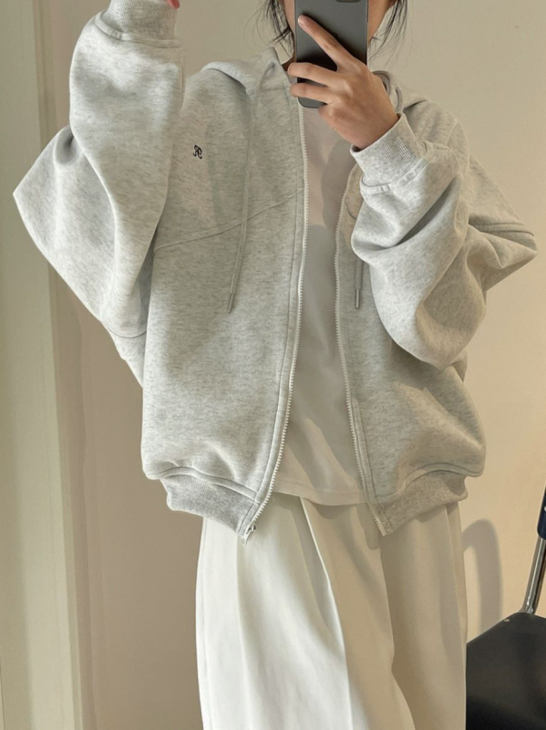 Seizprojects Ženski hoodie s kapuljačom i izvezenim natpisom, korejski casual sportski stil, širokog kroja
