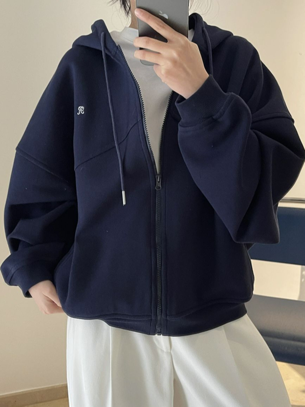 Seizprojects Ženski hoodie s kapuljačom i izvezenim natpisom, korejski casual sportski stil, širokog kroja