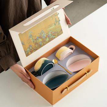 Set de căni ceramice pentru cafea cu farfurioare pentru cupluri – premium, elegante pentru latte art