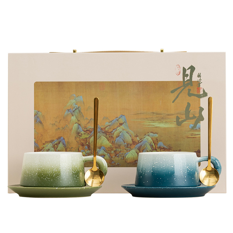 Set de căni ceramice pentru cafea cu farfurioare pentru cupluri – premium, elegante pentru latte art