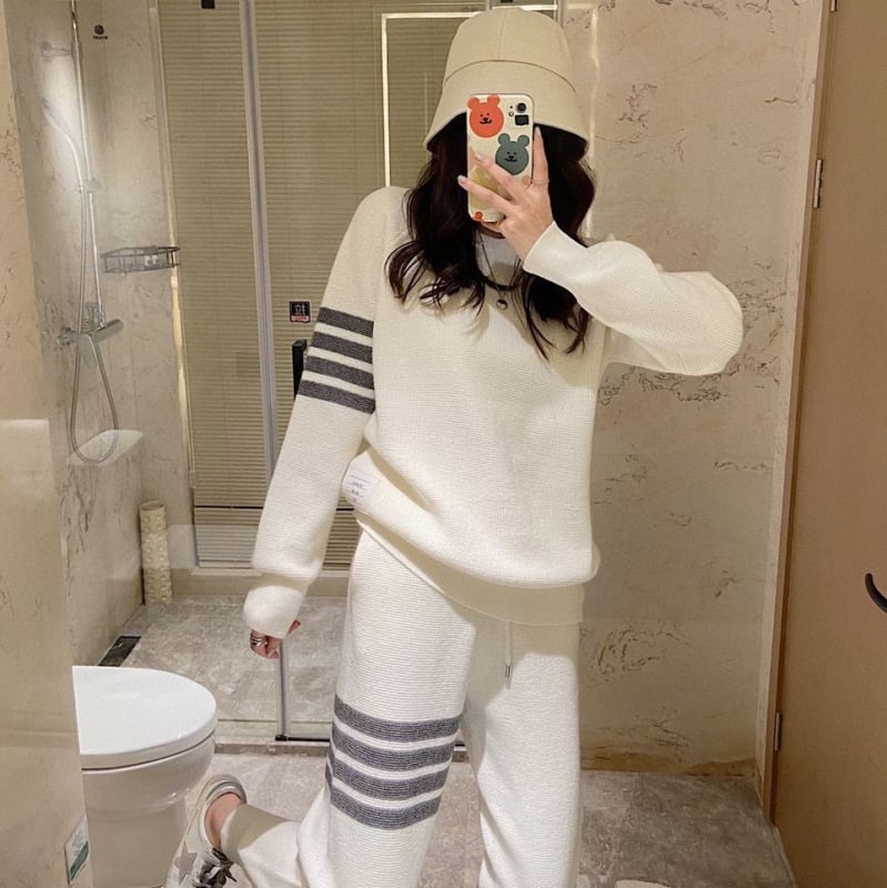 2025 jesen-zimski waffle casual sportski set za žene, široka dukserica i dugi hlaće, Star Collection