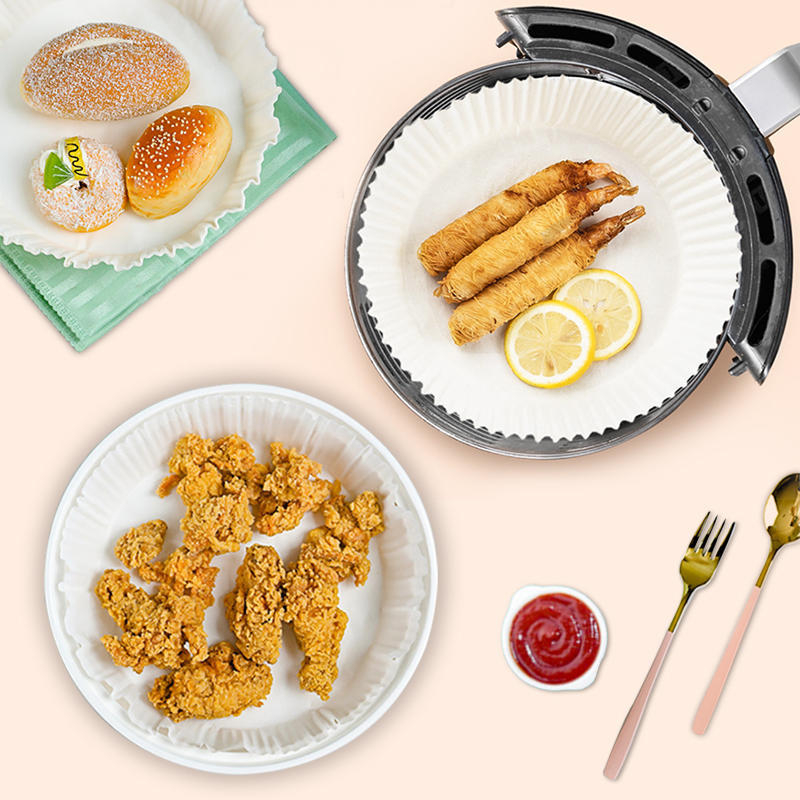 Fangcao Hârtie pentru Air Fryer cu Strat de Silicon, Cerc de Copt pentru Cuptor, Hârtie de Copt cu Barieră de Ulei