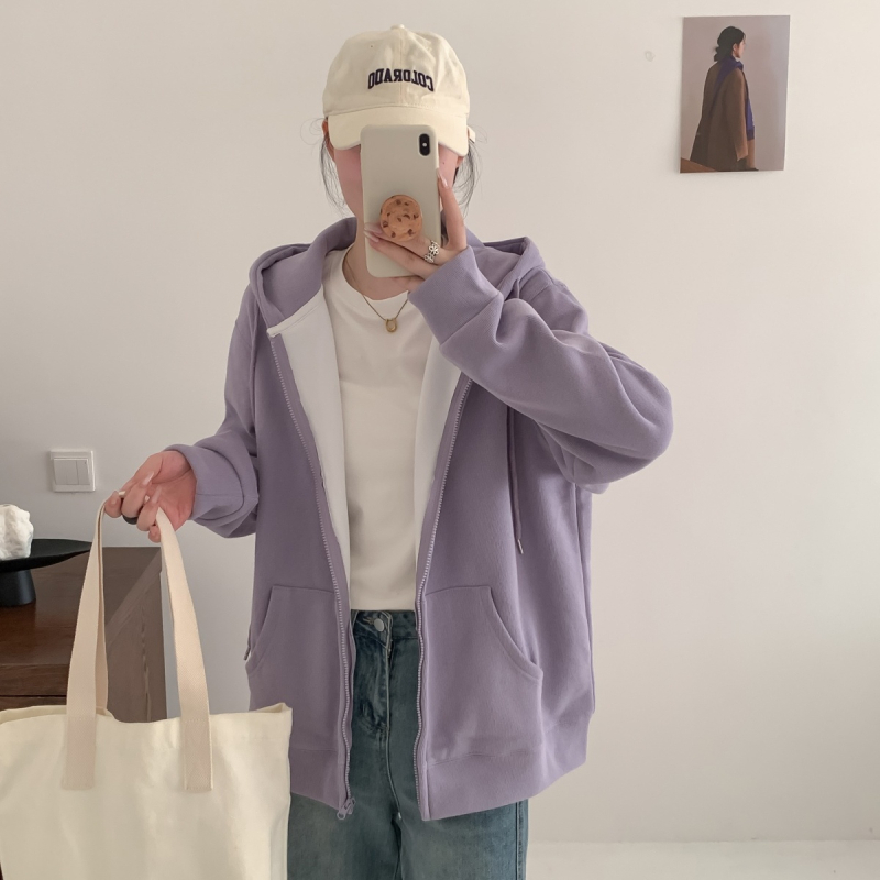 Ženski debeli flis s kapuljom, topao za jesen i zimu, opuštenog kroja, casual sports zip‑up kardigan jakna