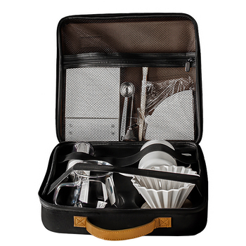Set cafea pentru camping în aer liber, portabil, cu râșniță manuală și cutie de depozitare