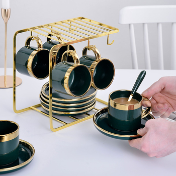Cești ceramice pentru cafea, stil european, set de 6 piese pentru uz casnic, servis modern minimalist pentru ceai de după-amiază, cu ceașcă de ceai florală