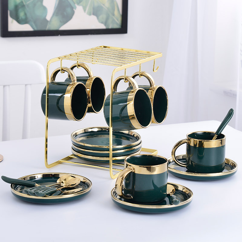 Cești ceramice pentru cafea, stil european, set de 6 piese pentru uz casnic, servis modern minimalist pentru ceai de după-amiază, cu ceașcă de ceai florală