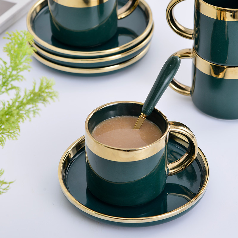 Cești ceramice pentru cafea, stil european, set de 6 piese pentru uz casnic, servis modern minimalist pentru ceai de după-amiază, cu ceașcă de ceai florală