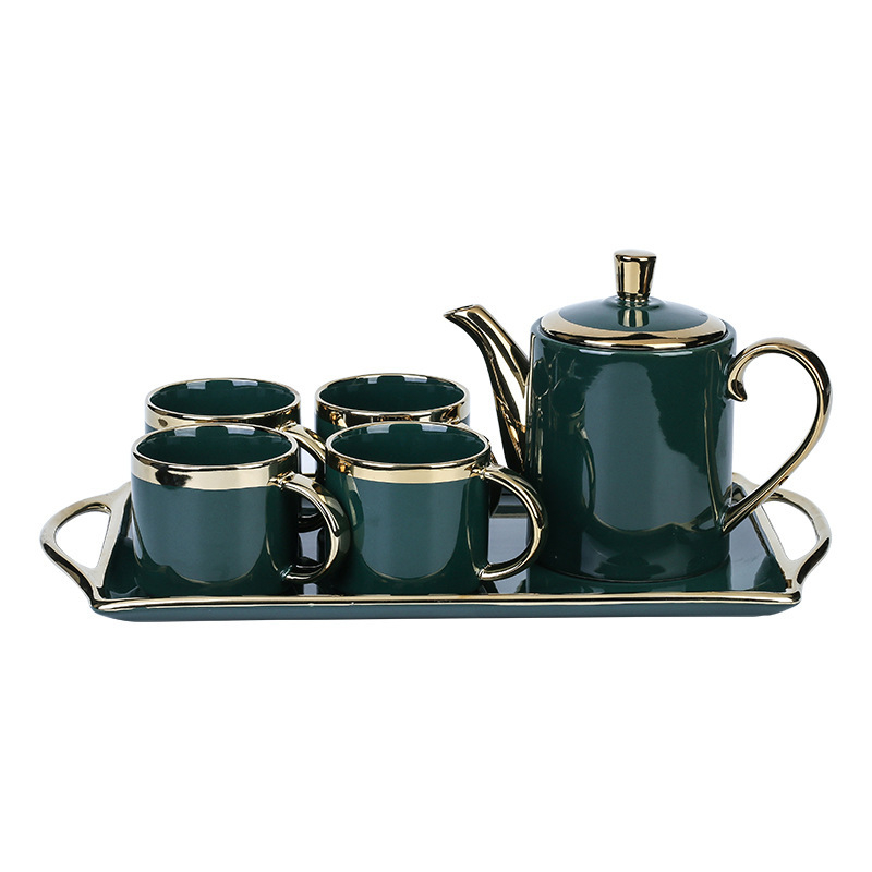 Cești ceramice pentru cafea, stil european, set de 6 piese pentru uz casnic, servis modern minimalist pentru ceai de după-amiază, cu ceașcă de ceai florală