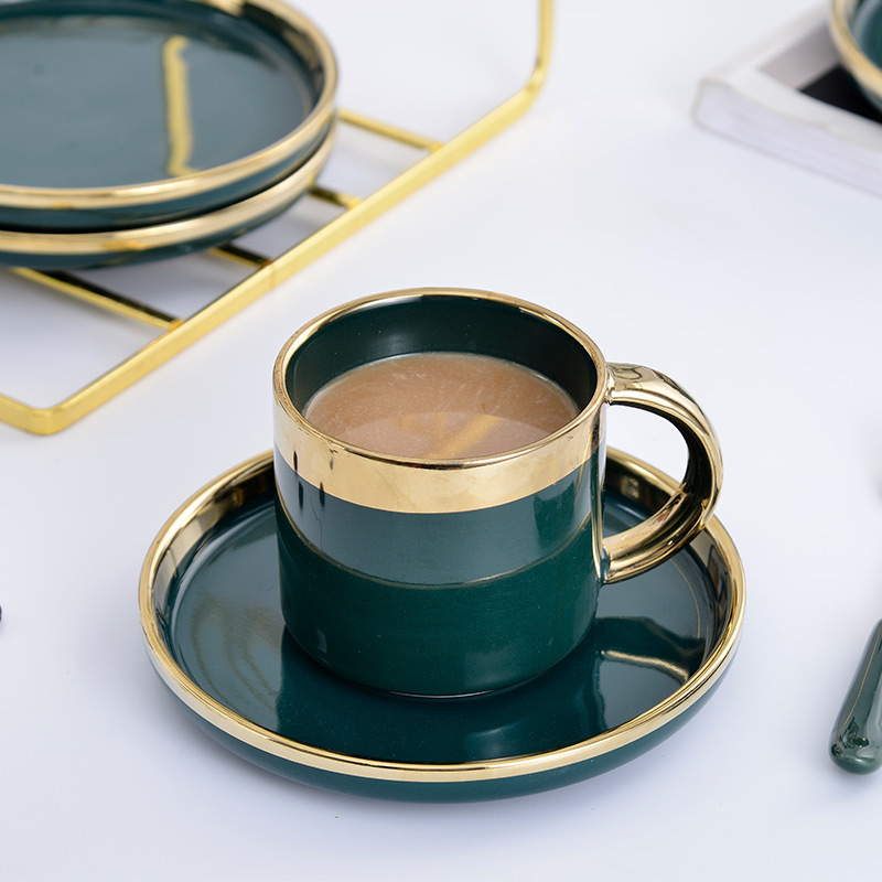 Cești ceramice pentru cafea, stil european, set de 6 piese pentru uz casnic, servis modern minimalist pentru ceai de după-amiază, cu ceașcă de ceai florală