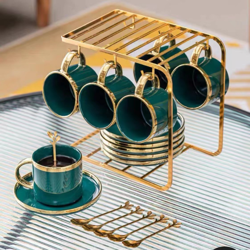 Cești ceramice pentru cafea, stil european, set de 6 piese pentru uz casnic, servis modern minimalist pentru ceai de după-amiază, cu ceașcă de ceai florală