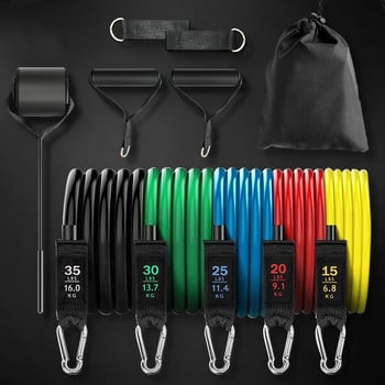 11-dijelni set TPE otpornih traka za kućnu izgradnju mišića, 100/150 lb