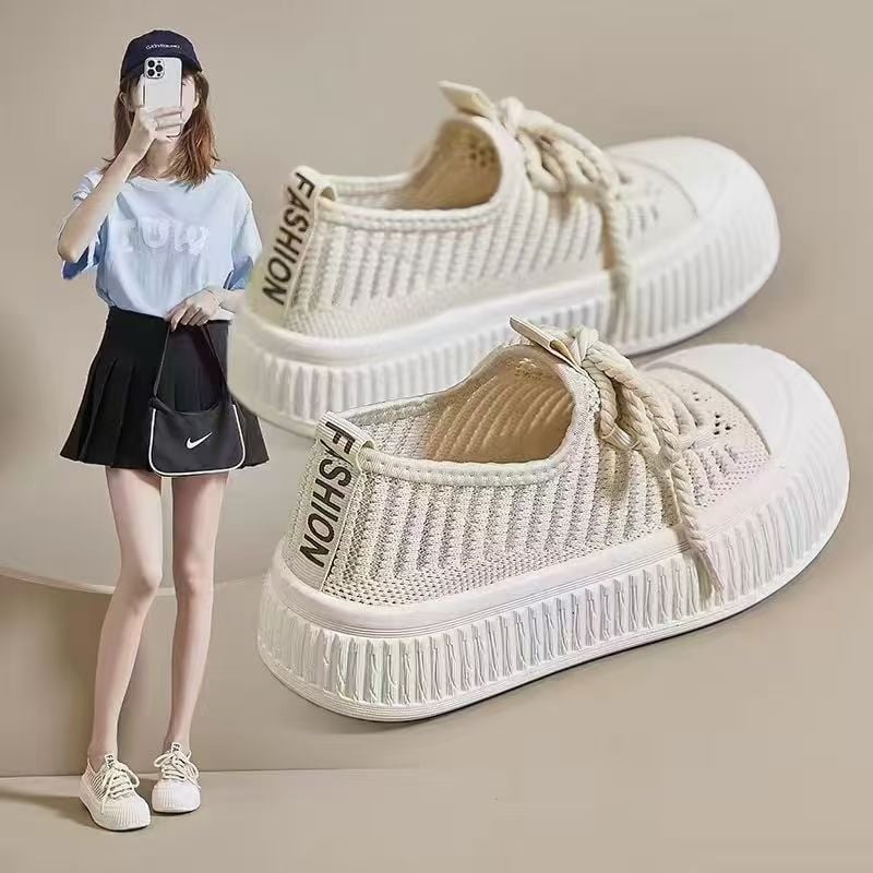Ženske mrežaste tenisice za ljeto, prozračne, slip-on, s debelim potplatom