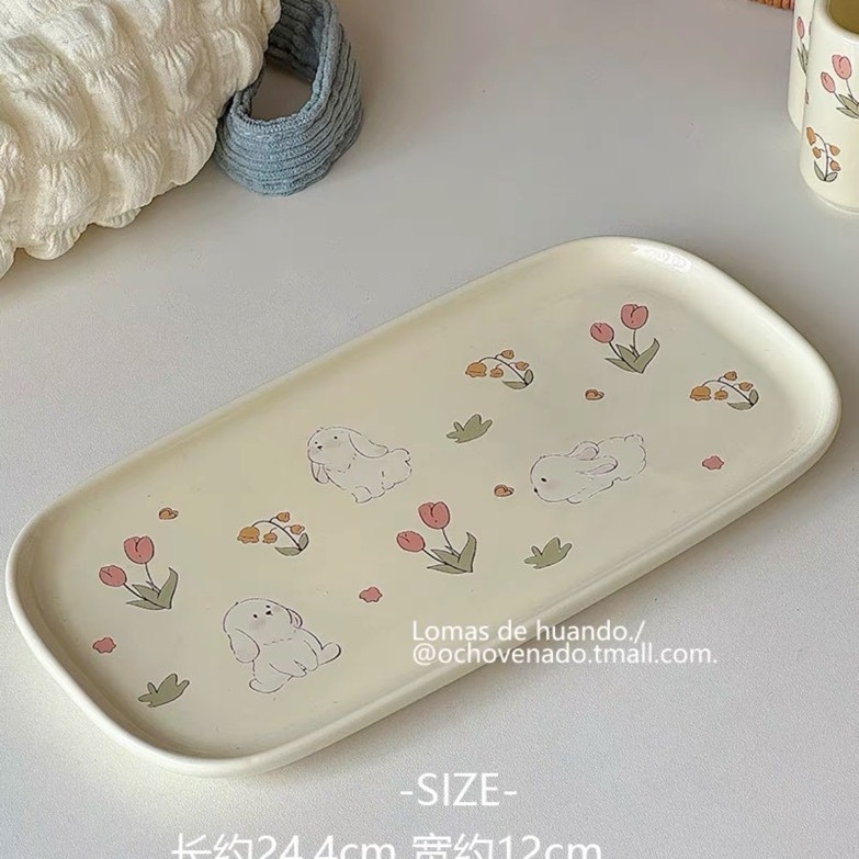 Set ceramic cești și farfurioare în stil Grădina de Primăvară – cești proaspete pentru mic dejun, uz casnic
