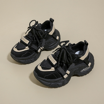 Ženske tenisice stil dad shoes, novi model, jesen 2025, sportsko-casual tenisice s debelim potplatom za povećanje visine, gornji dio PU i mreža, prozračne.