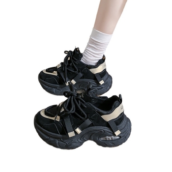 Ženske tenisice stil dad shoes, novi model, jesen 2025, sportsko-casual tenisice s debelim potplatom za povećanje visine, gornji dio PU i mreža, prozračne.