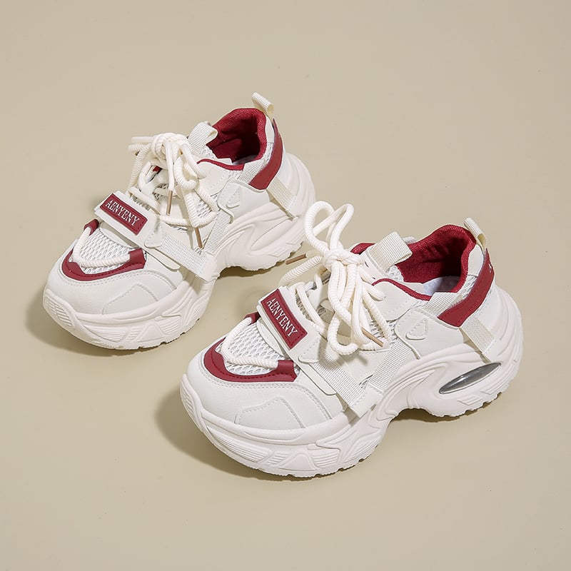 Ženske tenisice stil dad shoes, novi model, jesen 2025, sportsko-casual tenisice s debelim potplatom za povećanje visine, gornji dio PU i mreža, prozračne.