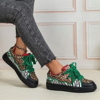 Leopárd mintás, vastag talpú sneaker unisexeknek – utcai casual tornacipő