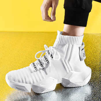 Jesenske muške tenisice Flyknit, srednje visoke, sock sneakers, dad shoes, Minsi Xiusi, model 8881