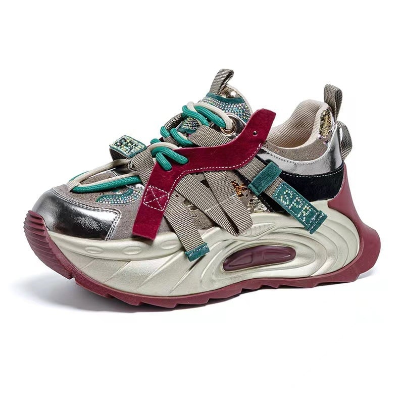 Ženske tenisice Dad Shoes, prava koža, europski stil, retro dizajn, debeli potplat, udobne svakodnevne tenisice