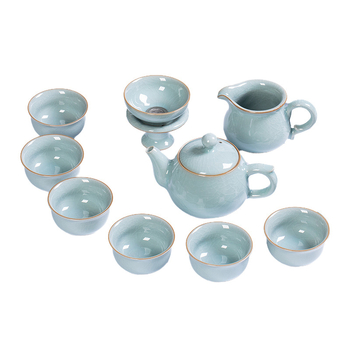 Longquan Celadon 2024 Gongfu Teáskészlet – Kerámiás Teáskanna és Teáscsésze, Elegáns Otthoni Használatra