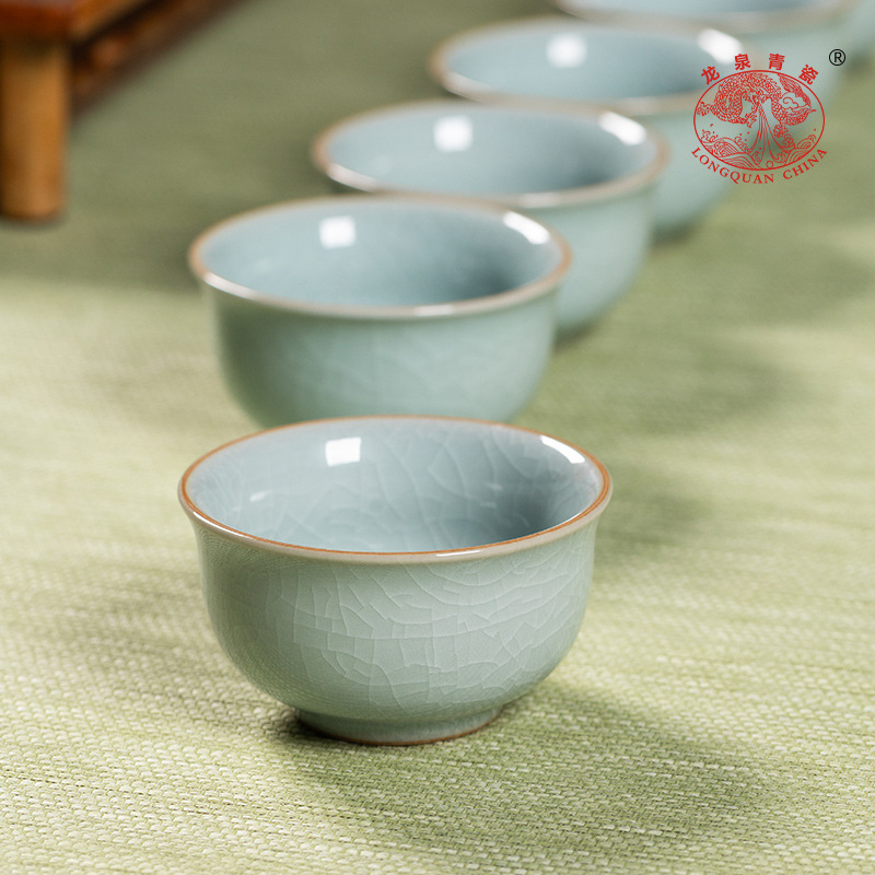Longquan Celadon 2024 Gongfu Teáskészlet – Kerámiás Teáskanna és Teáscsésze, Elegáns Otthoni Használatra