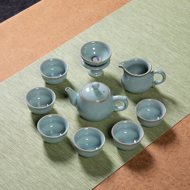 Longquan Celadon 2024 Gongfu Teáskészlet – Kerámiás Teáskanna és Teáscsésze, Elegáns Otthoni Használatra
