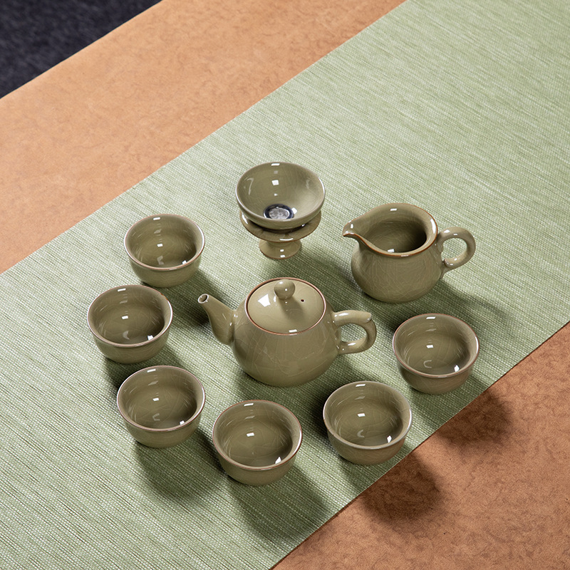 Longquan Celadon 2024 Gongfu Teáskészlet – Kerámiás Teáskanna és Teáscsésze, Elegáns Otthoni Használatra