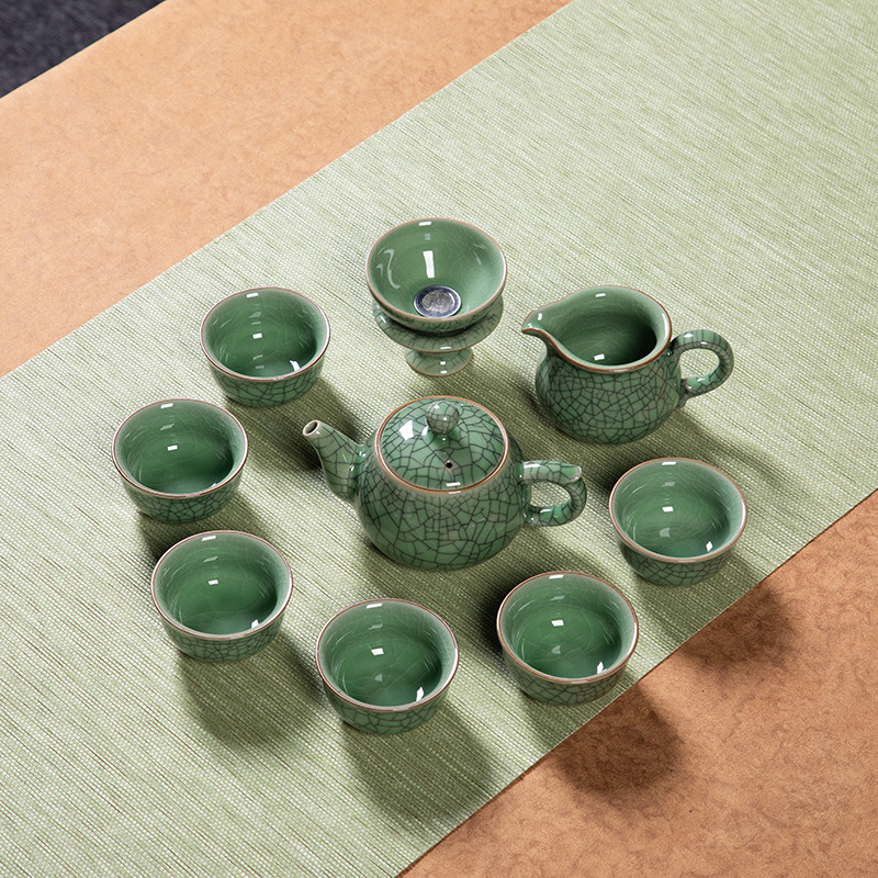 Longquan Celadon 2024 Gongfu Teáskészlet – Kerámiás Teáskanna és Teáscsésze, Elegáns Otthoni Használatra