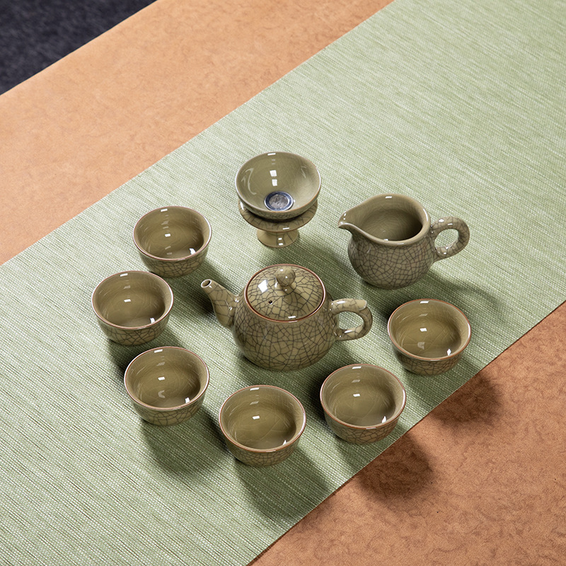 Longquan Celadon 2024 Gongfu Teáskészlet – Kerámiás Teáskanna és Teáscsésze, Elegáns Otthoni Használatra
