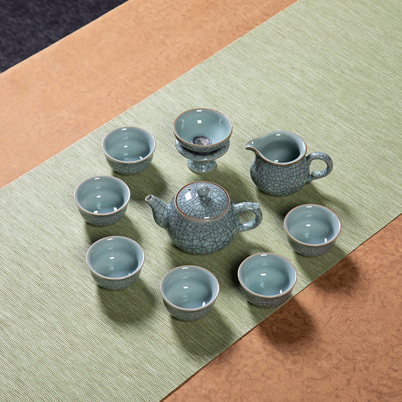 Longquan Celadon 2024 Gongfu Teáskészlet – Kerámiás Teáskanna és Teáscsésze, Elegáns Otthoni Használatra